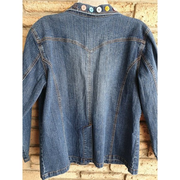 Chico's Design Blue Jean Jacket 12/14 Large Chicos Size 2 - Picture 8 of 9